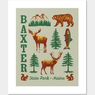 Baxter State Park Maine ME Animal Lovers Hiking Vintage Design Souvenirs Posters and Art